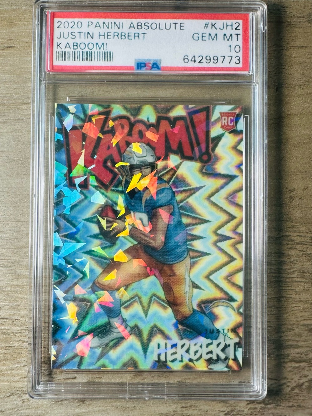 PanJustin Herbert Gem Mint 10 2022 Panini Kaboom Novelty Card. Holo. Chargers.
